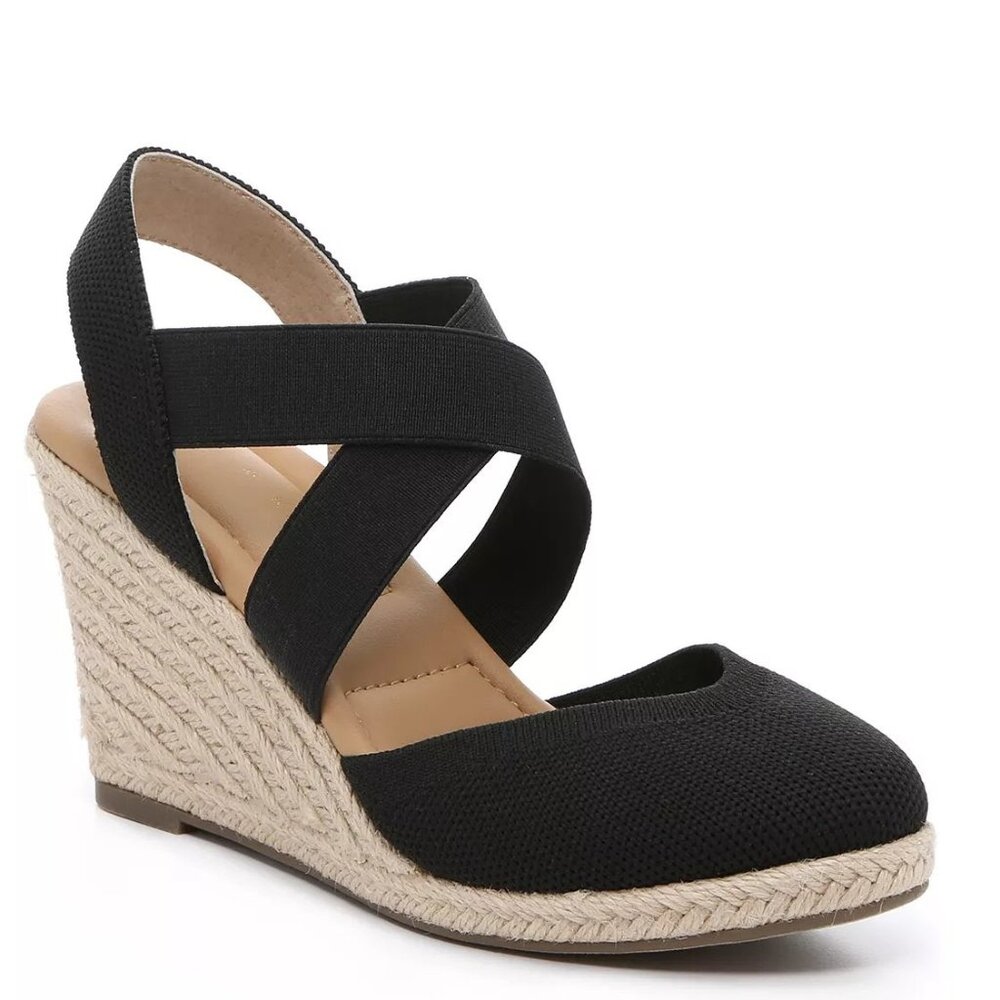 Kelly & Katie-Brynn Espadrille Wedge Sandal - Black - 10 - NWT
